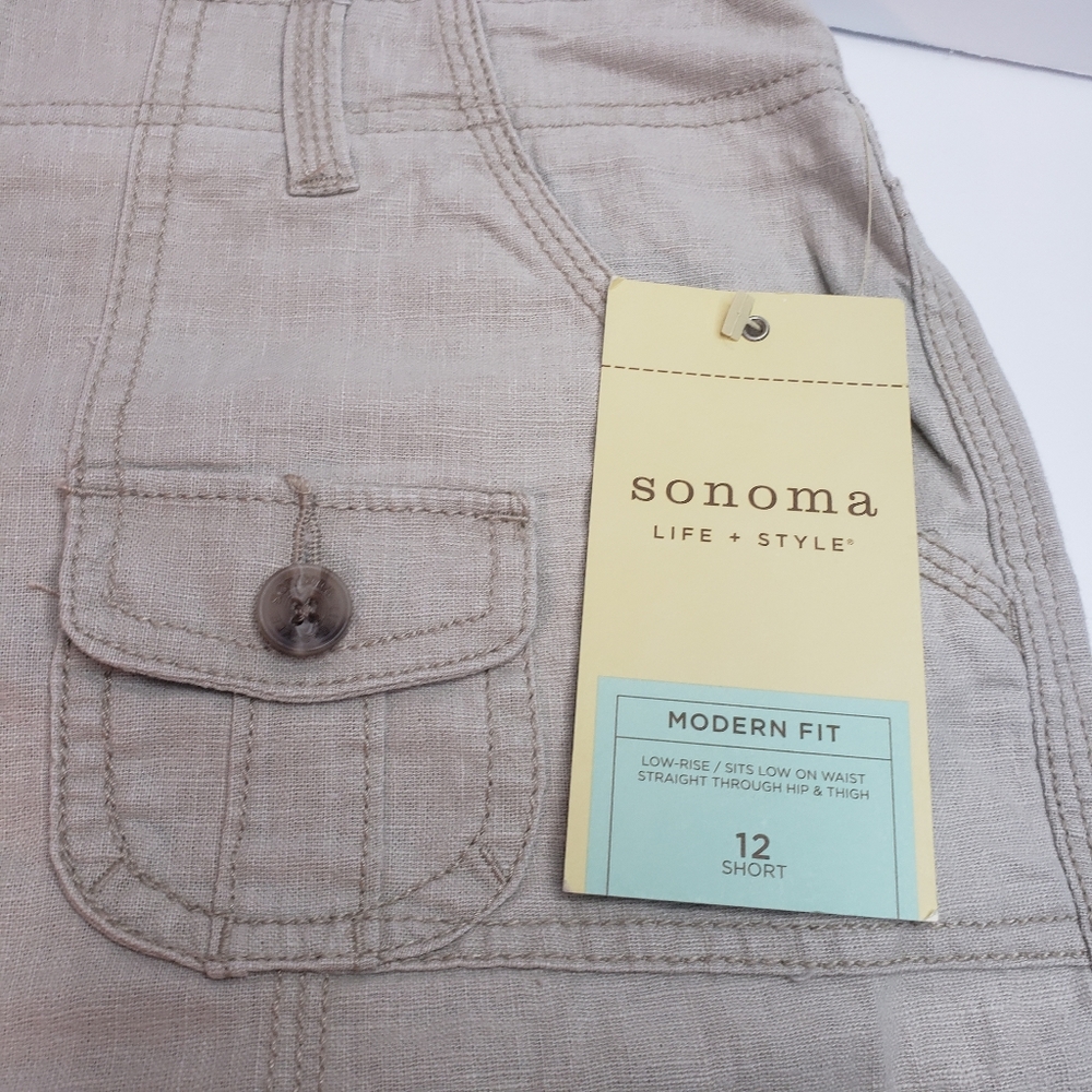 NEW Sonoma Linen Shorts Bundle Lightweight Coastal Cargo Minimalist Rope Belt - Picture 12 of 14